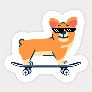 Corgi on a SkateBoard Sticker